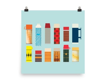 Vintage Thermos Collection Art Print - Thermos Art