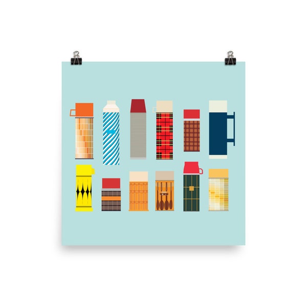 Vintage Thermos Collection Art Print - Thermos Art