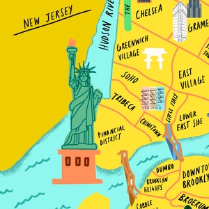 Illustrated Map of NYC New York City 8x10 image 3