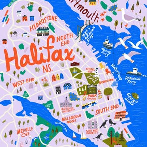 Halifax Karte Kunst | Illustrierter Stadtplan | Halifax Poster | Umzugsgeschenk | Halifax Dekor | Stadt Karte Drucken | Halifax Geschenk | Kanadische Stadt Print