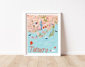 Toronto Map Art | Illustrated City Map | Toronto Poster | Moving Gift | Toronto Décor | City Map Print | Toronto Gift | Canadian City Print