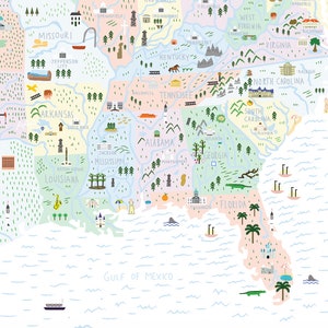 USA Illustrated Map Poster / America Poster / United States Wall Art / United States Gift / Educational Map for Kids / Usa map Nursery Print immagine 2