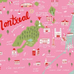 Carte illustrée de Montréal | | d’impression de carte du Canada | d’impression de carte de Montréal | cadeaux de Montréal | de cadeaux de déménagement Illustration de Montréal