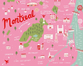 Montreal Illustrated Map | Canada Map Print | Montreal Map Print | Montreal Gift | Moving Gift | Montreal Illustration