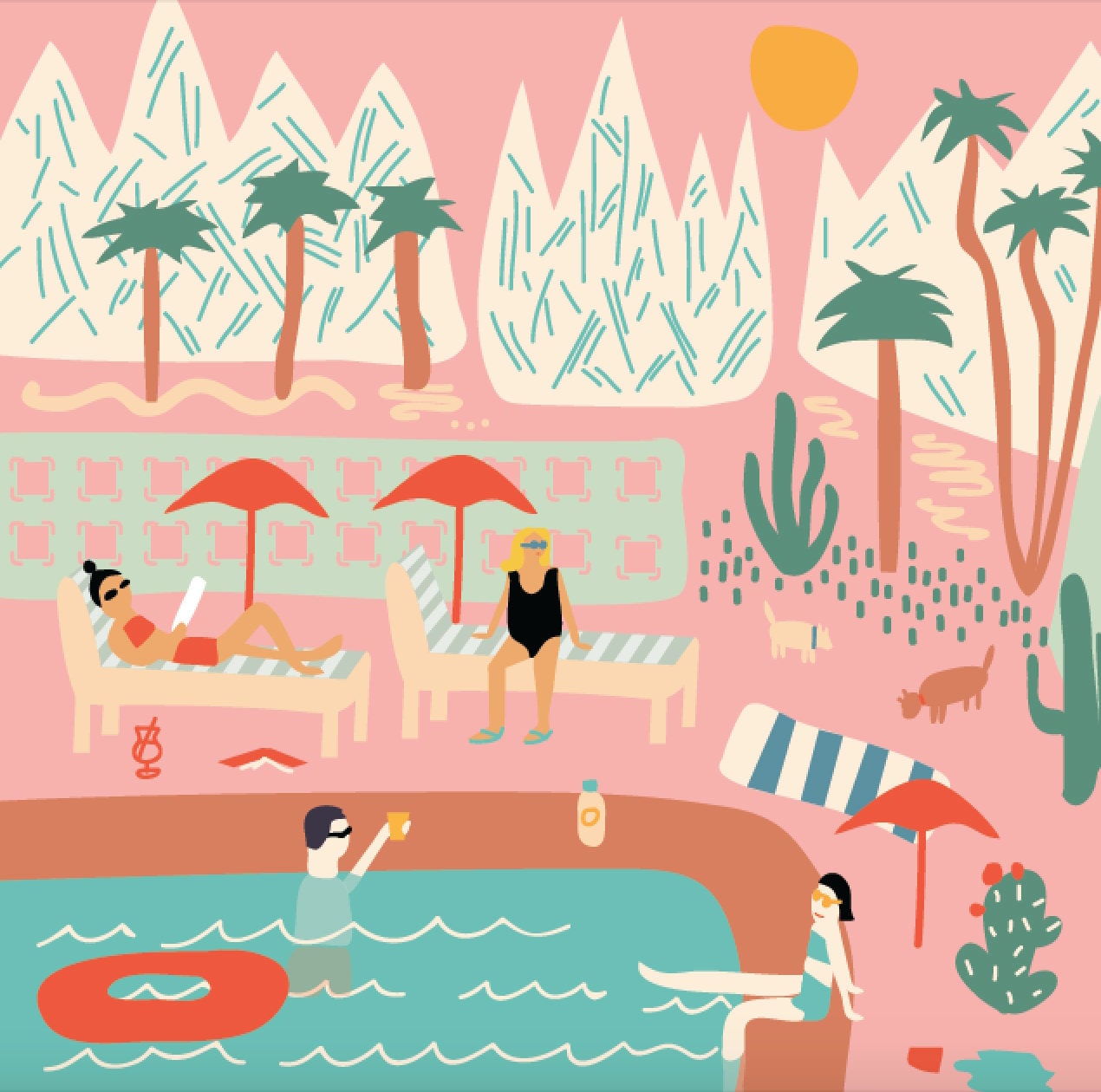 Palm Springs Print | California Illustration | Palm Springs Wall Art | Palm Springs Gift | Travel Art Print | California Artwork
