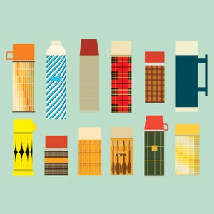 Vintage Thermos - Antike Thermos Druck - Thermos Illustration - Küchenkunst
