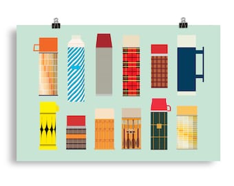 Affiche d'illustration de collection de thermos