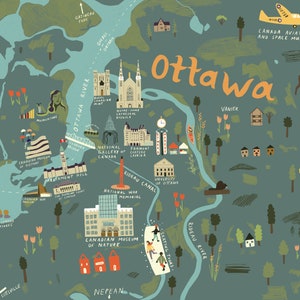 Ottawa Illustrierte Landkarte - Ottawa Wall Art