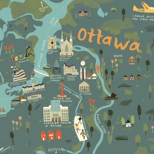 Ottawa Illustrated Map - Ottawa Wall Art