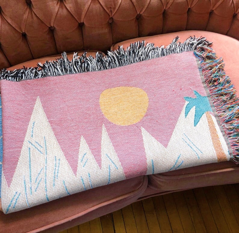 Palm Trees Woven Blanket Etsy