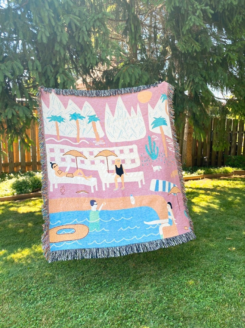 Palm Trees Woven Blanket Etsy