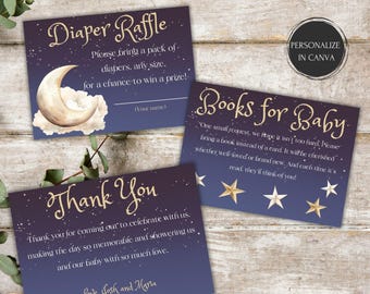 Twinkle Twinkle Little Star Baby Shower Insert Cards Diaper Raffle Books for Baby Thank You Card Baby Shower Add On Cards Boy Girl