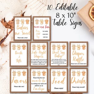 Falling in Love Autumn Pumpkin Onesie Clothesline Baby Shower Table Signs and Games Pumpkin Patch Activities Set Editable Fall Printables