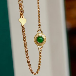 Bracelet en jadéite naturelle/argent sterling 925 18 KGplaqué or véritable bracelet en jadéite/cadeau d'anniversaire/bracelet en argent minimaliste et élégant