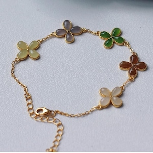 Kleeblatt Armband: Sterling Silber 18K Vergoldet