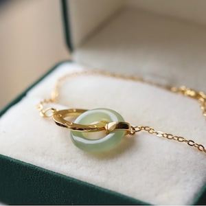 Natural jade bracelet/Sterling 925Silver 18KGold-Plated marquise jade bracelet/anniversary gift/raw jade bracelet/gift for mum