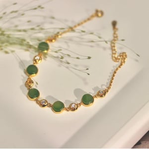 Jade Armband: Sterling Silber 18K Vergoldet, Retro Style