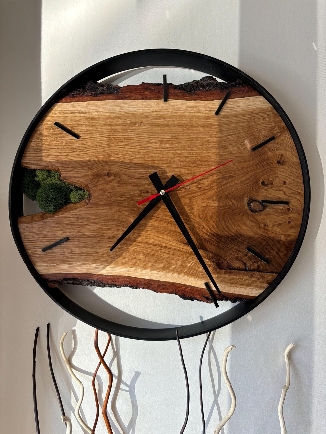 Handmade Oak Wall Clock Sample – Custom Made to Order, Metal Ring 14 ...