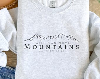 Sudadera con la fe que mueve montañas, sudadera con la Biblia SUD, sudadera con cuello redondo con versículos bíblicos, sudadera con la fe SUD, sudadera cristiana, sudadera con capucha de Jesús