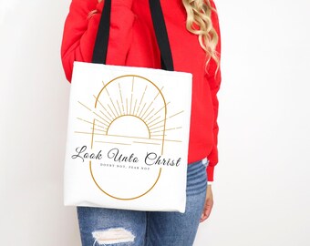 LDS 2025 Youth Themed Tote Bag, Look Unto Christ Tote, Doublesided tote bag, Religious tote, Christian bag, Scripture bag, church bag, LDS