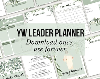 LDS Young Women Leader Yearly Planner, LDS YW activity planner, lds pdf planner, multi-use lds young women pdf, printable activity planner