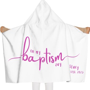 LDS Hooded Baptism Towel, mormon baptism towel, personalized baptism gift, baptism towel with date, lds church baptism, 8 year old baptism