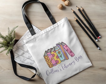 Bolsa de biblioteca personalizada para niña, bolsa de mano para amantes de los libros, bonita bolsa de biblioteca, bolsa de compras reutilizable, bolsa de libros ecológica, regalo para lectores.