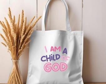 Bolsa de mano "Soy un hijo de Dios" de los SUD, bolsa de regalo para el bautismo de los SUD, bolsa de mano para la iglesia de los SUD, bolsa con las Escrituras de la Primaria, bolsa de mano cristiana, bolsa para la Primaria de los SUD