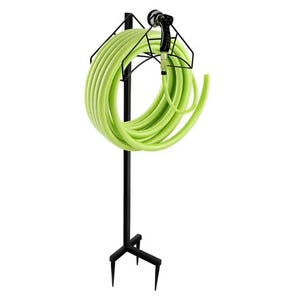 Garden Hose Holder Hanger, Freestanding Garden Hose, Heavy Duty Metal Water Hose Holder Hose Storage Stand Rack Yard Lawn Hose Reel Black