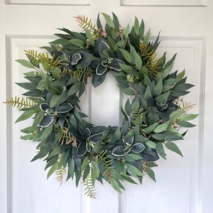 Spring Greenery Wreath, Year Round Wreath, Wreath for all occasions, Farmhouse Wreath, Eucalyptus Wreath, Summer Wreath