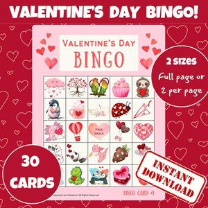 Bingo pour la Saint-Valentin ! 30 cartes imprimables uniques ! Jeux de la Saint-Valentin, Bingo pour enfants, Bingo pour la salle de classe, Bingo pour les enseignants, Saint-Valentin