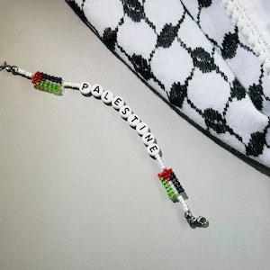 Palestine Bracelet, Beaded Palestine Flag Bracelet, Support Palestine Bracelet, Palestinian Accessory