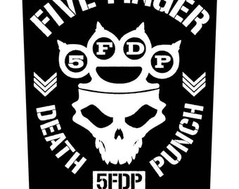 Patch Ufficiale Five Finger Death Punch - Logo Way Of The Fist, 36cm, In Cotone Per Cucire Su Giacche