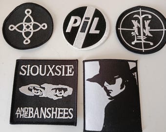 goth patches - Vintage Goth Patches - Lot of 5 Goth Patches - Sisters of Mercy - Public Image ltd - Siouxsie and the banshees - Nephilim