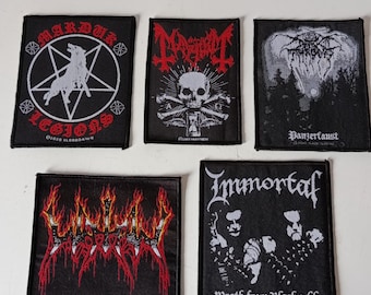 5 Black Metal Patches - Watain Aufnäher - Immortal Aufnäher - Marduk Aufnäher - Darkthrone Aufnäher - RockoffTrade
