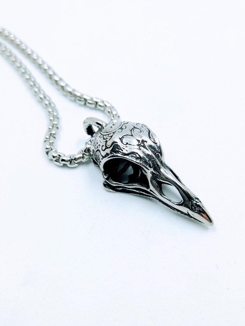 Raven necklace
rave skull necklace
biker necklace
black metal necklace