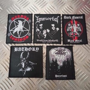 lotto di 5 toppe black metal - toppa Bathory - toppa Immortal - toppa Marduk - toppa Darkthrone - toppa Dark Funeral - RockoffTrade