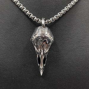 Korphalsband - Korpskallehalsband - Litet Korpskallehalsband - Bikerhalsband - Muninn - Gotiskt halsband bild 5