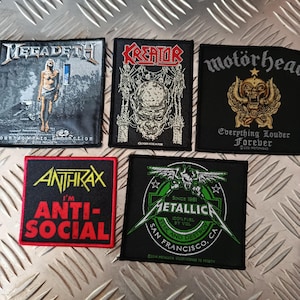 Lot 5 thrashmetal-patches - Kreator-patch - Motorhead-patch - Metallica-patch - Megadeth-patch - Anthrax-patch - RockoffTrade