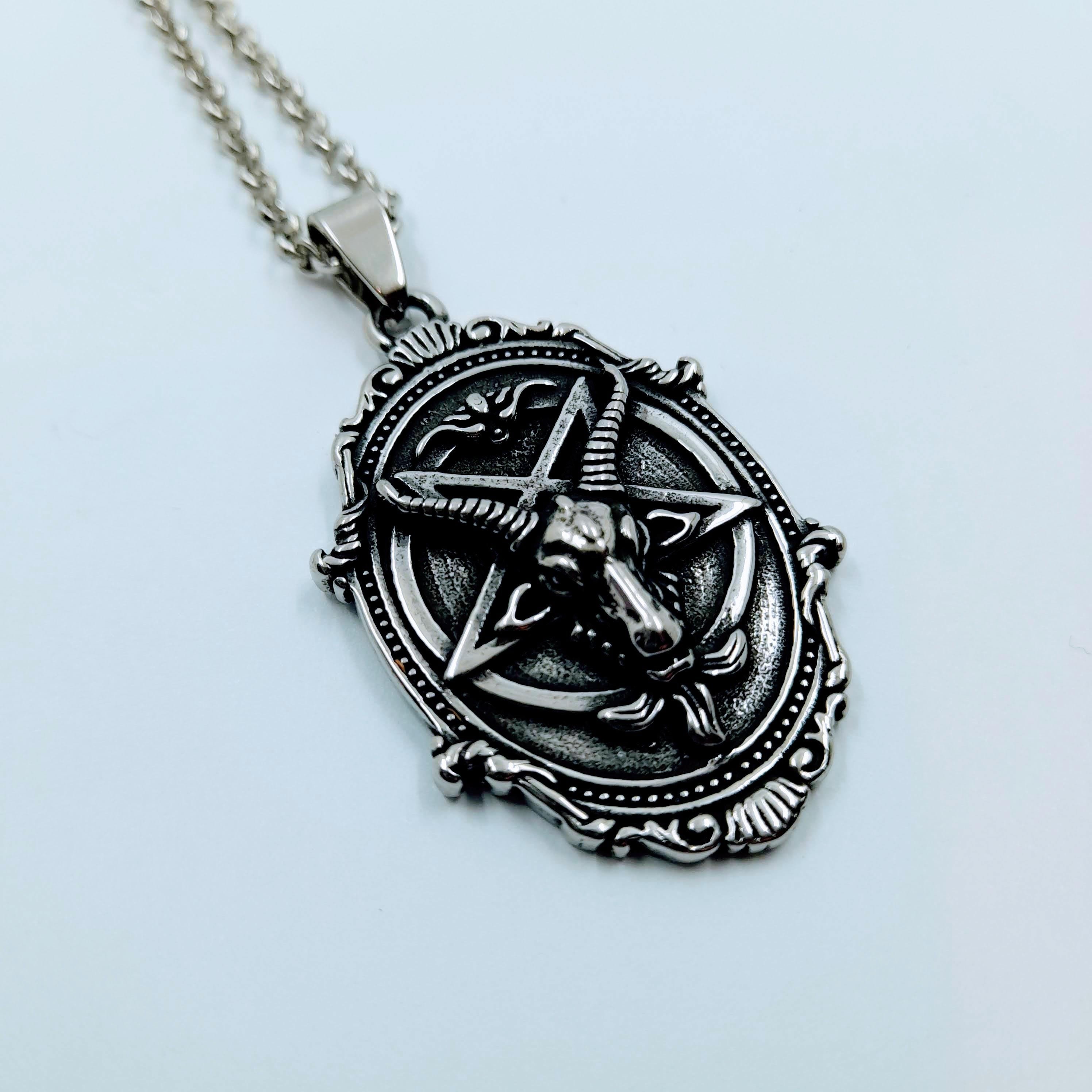 Collana Baphomet In Acciaio Inox - Ciondolo Gotico Satanico Per Uomo E Donna - Foto 10