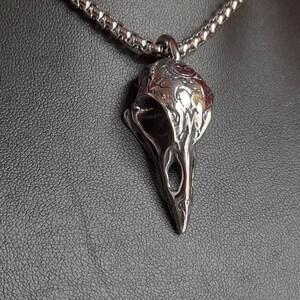 Korphalsband - Korpskallehalsband - Litet Korpskallehalsband - Bikerhalsband - Muninn - Gotiskt halsband bild 3