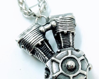 Large Biker Necklace - Motor Engine Necklace - Panhead necklace - Shovelhead necklace - Engine Necklace