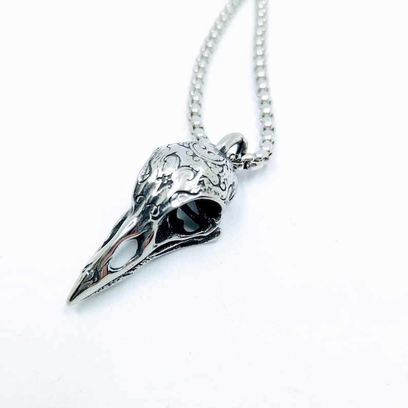 Korphalsband - Korpskallehalsband - Litet Korpskallehalsband - Bikerhalsband - Muninn - Gotiskt halsband bild 6