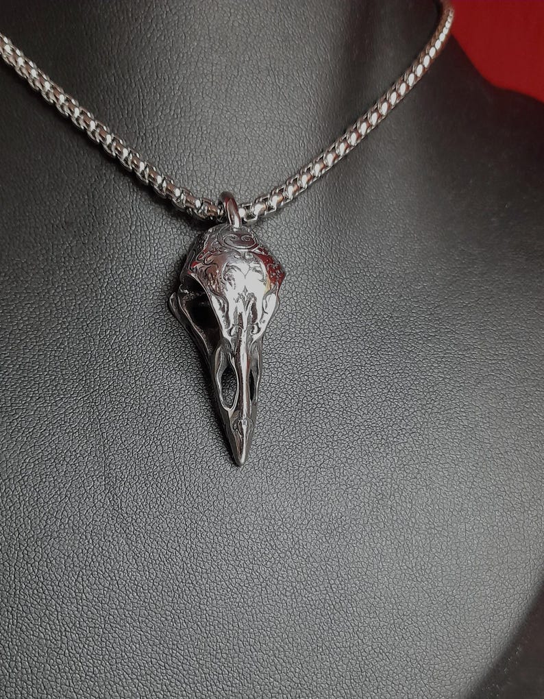 Korphalsband - Korpskallehalsband - Litet Korpskallehalsband - Bikerhalsband - Muninn - Gotiskt halsband bild 4
