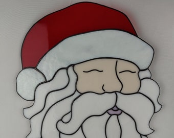 Santa Stained Glass Suncatcher (Made to order)