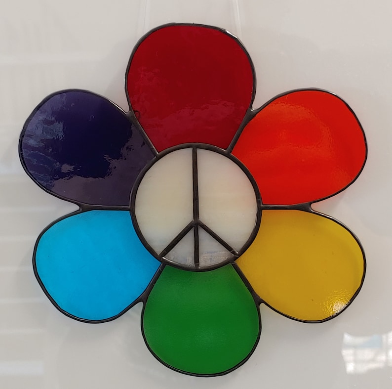 Peace Flower Stained Glass Suncatcher image 1