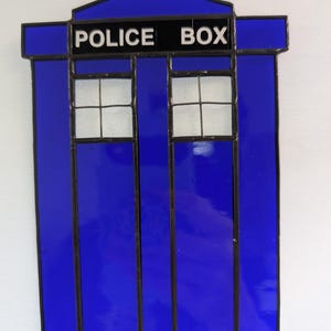 Baby Police Box Stained Glass Suncatcher (Made to order)