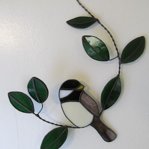 Chickadee Stained Glass Suncatcher (Made to order)