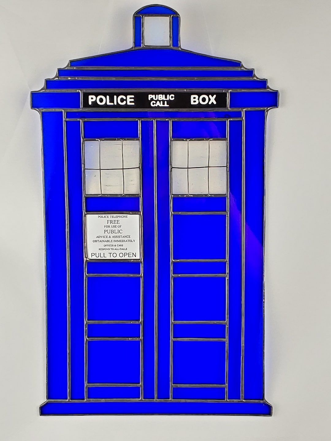 Police Box Stained Glass Suncatcher Fan Based made to Order - Etsy