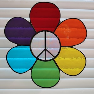 Peace Flower Stained Glass Suncatcher (Made to order)